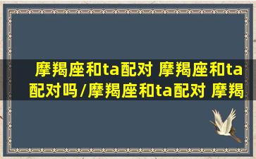 摩羯座和ta配对 摩羯座和ta配对吗/摩羯座和ta配对 摩羯座和ta配对吗-我的网站